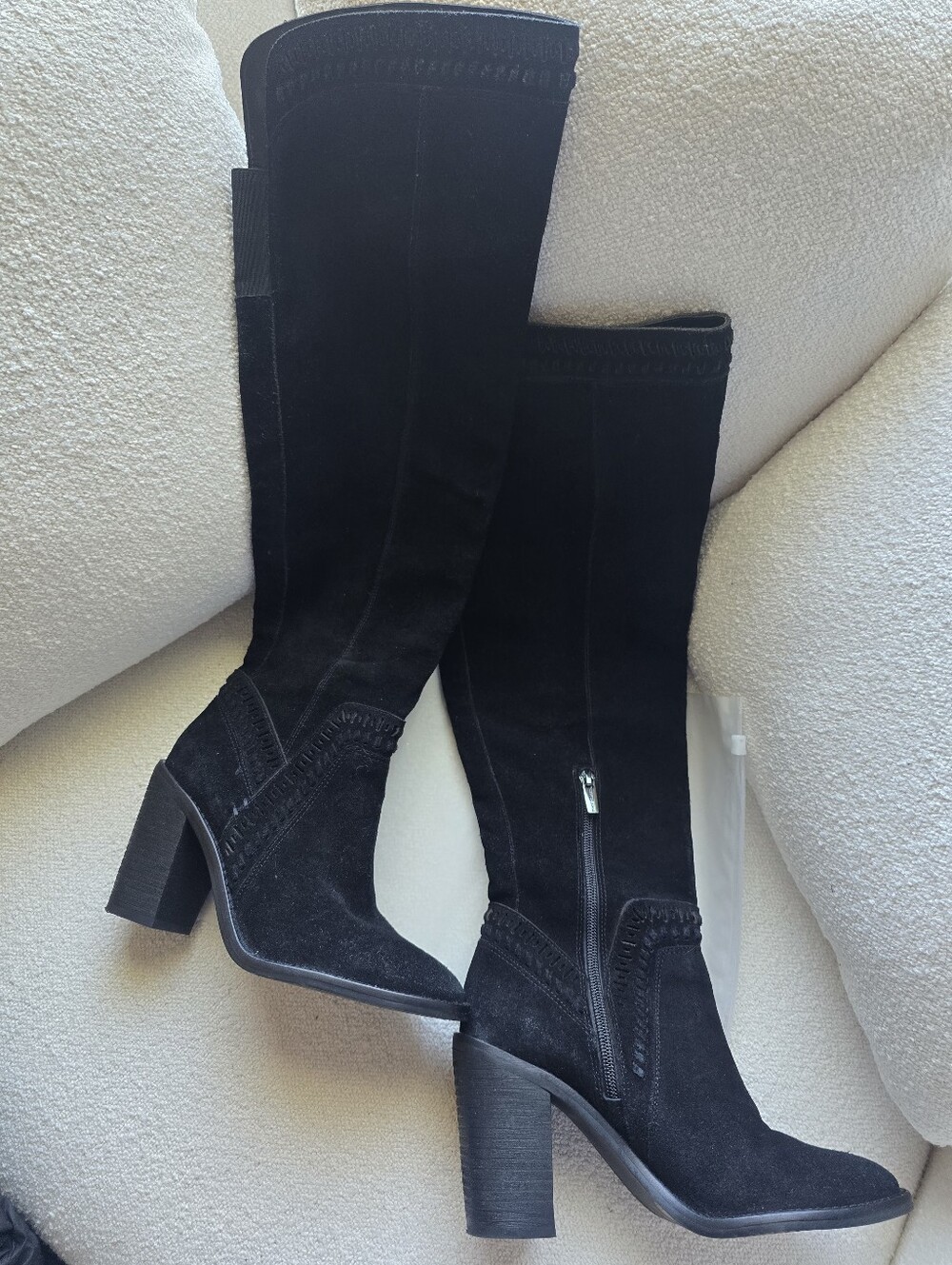 Vince Camuto, Madolee Suede Leather Over the Knee Boots, Black, Size 7 - Picture 3 of 8